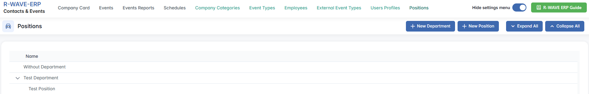 Contacts and Events