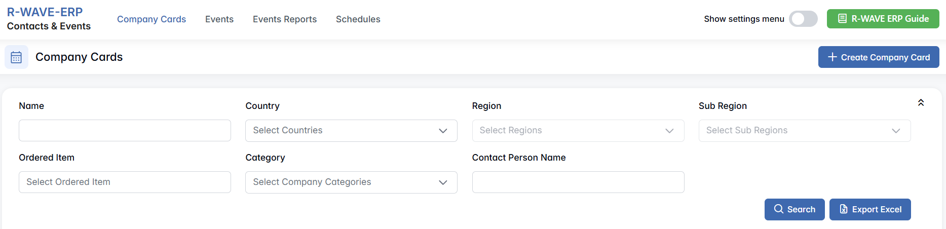 Contacts and Events